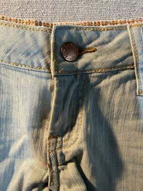 Zana Di Low Rise Raw Hem Denim Shorts with Pocket Embroidery